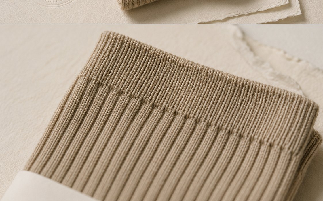 Close-up of camel cotton rib texture